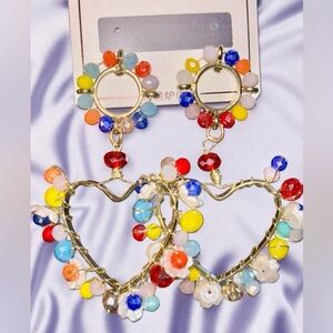 Colorful‎ Beaded Heart Earrings